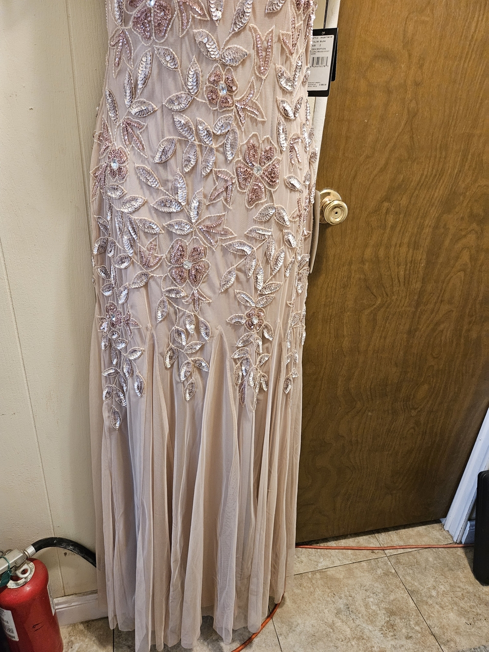 Adrianna Papell Women's Floral -Beaded Blush Pink Gown - Picture 6 of 13